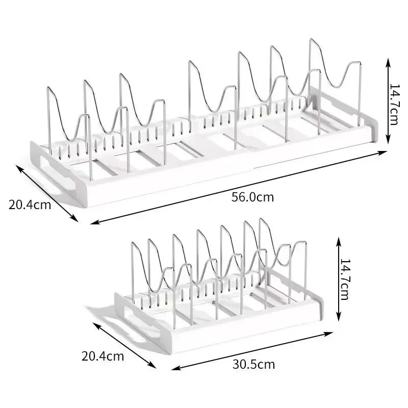 Adjustable Expandable Pot & Lid Organizer Rack with 7 Compartments
