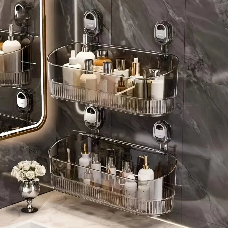 No-Drill Suction Bathroom Storage Shelf Organizer
