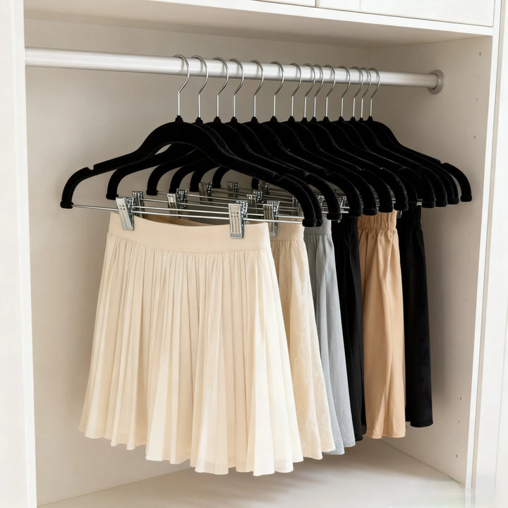 5/10 PCs Velvet Non-Slip Clip Hangers For Pants, Skirts & Bras