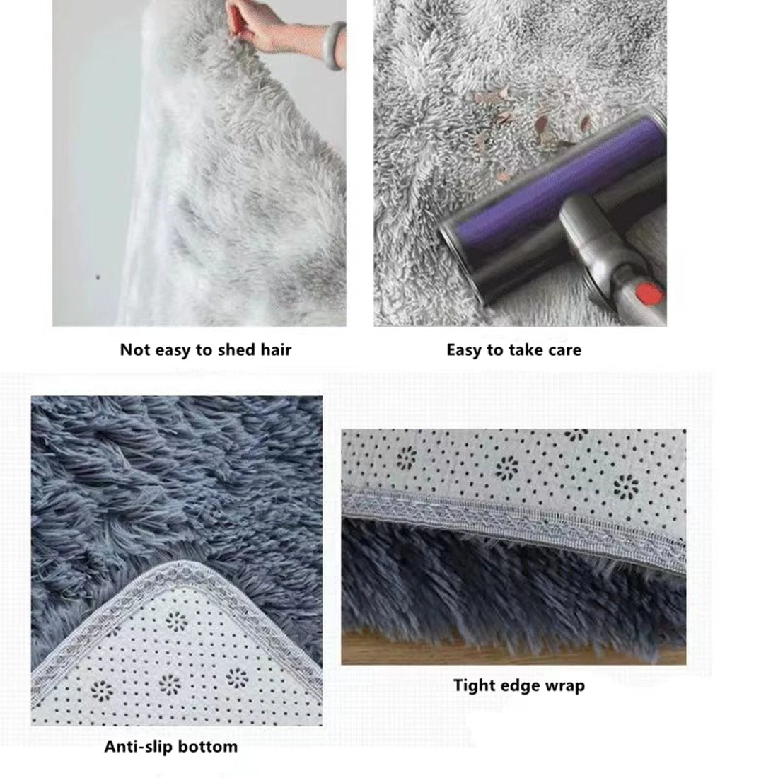 Soft Fluffy Tie-Dyed Shaggy Area Rug - Non-Slip Fuzzy Plush Bedside & Living Room Carpet