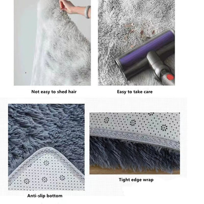 Soft Fluffy Tie-Dyed Shaggy Area Rug - Non-Slip Fuzzy Plush Bedside & Living Room Carpet - Hom Haven