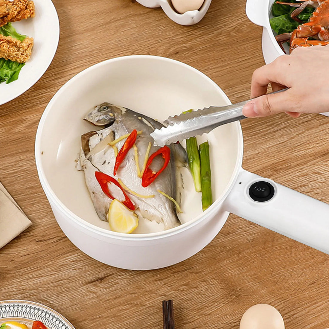 1.8L Electric Mini Cooking Pot – Non-Stick Ramen Cooker with Steamer (600W)