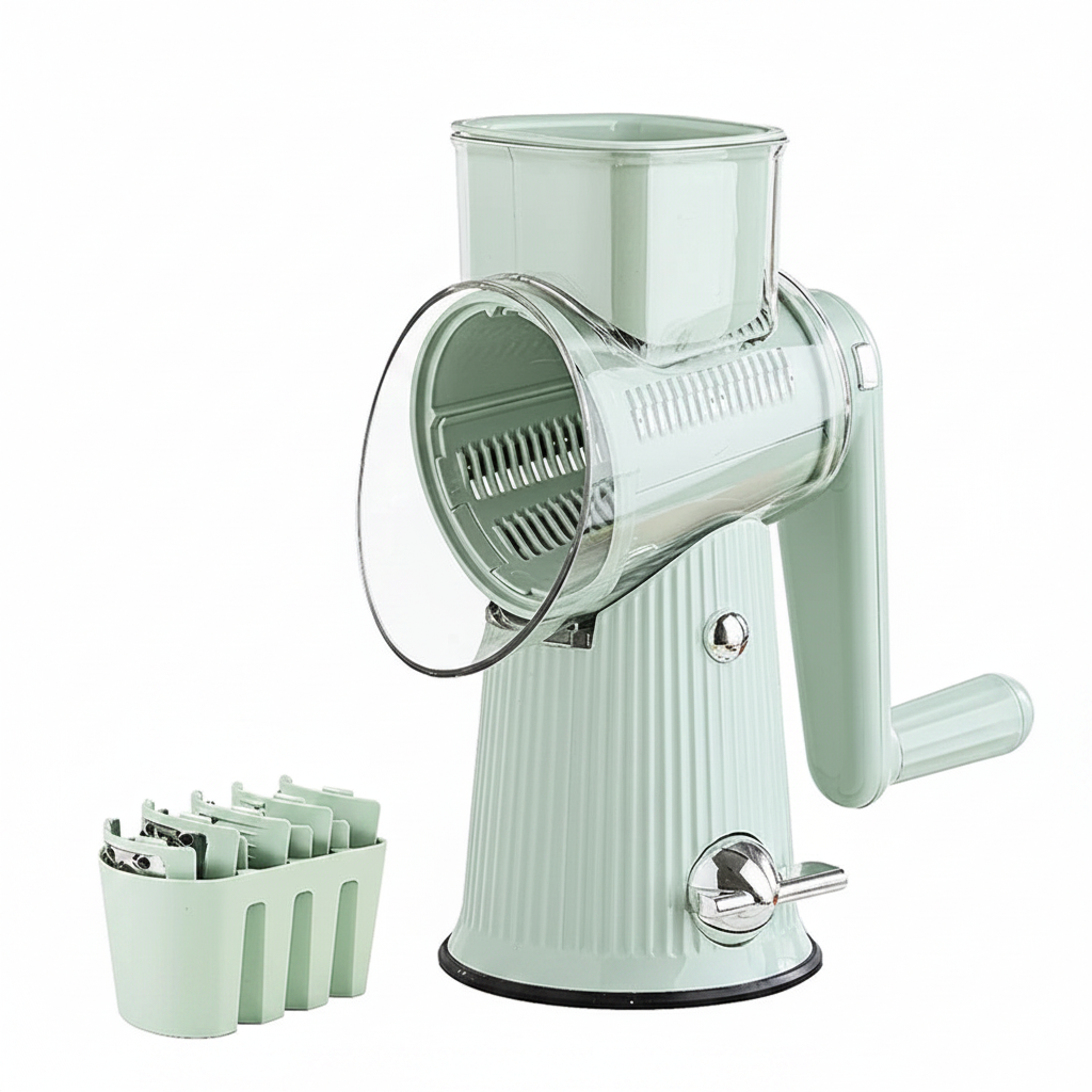 5-in-1 Rotary Cheese Grater Vegetable Cutter with Suction Base