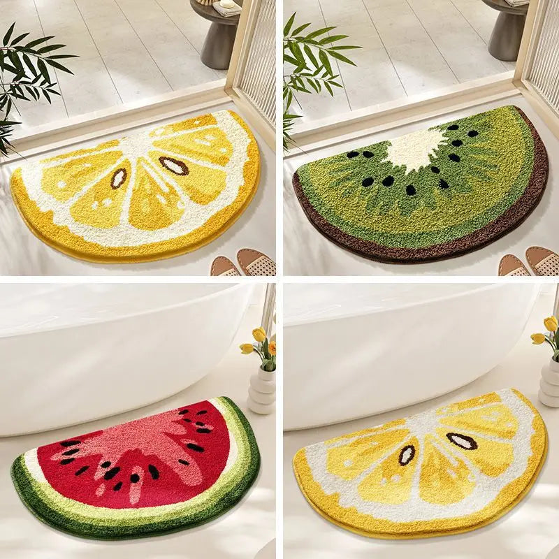 VIKAMA Fruit Pattern Imitation Cashmere Carpet - Warm Washable Bathroom Door Mat & Porch Rug - Hom Haven