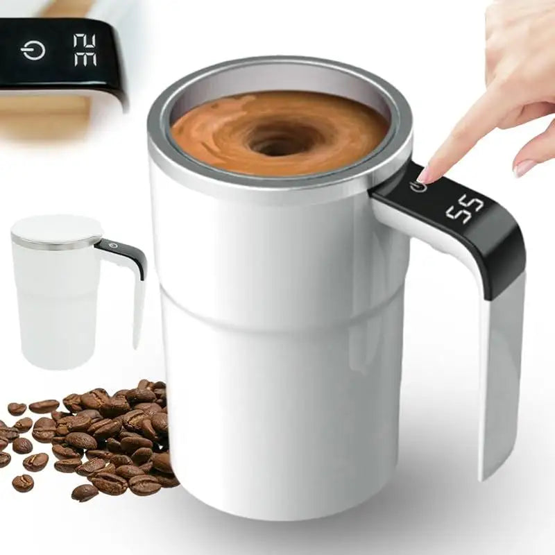 Rechargeable Magnetic Self-Stirring Coffee Mug with LCD Thermometer