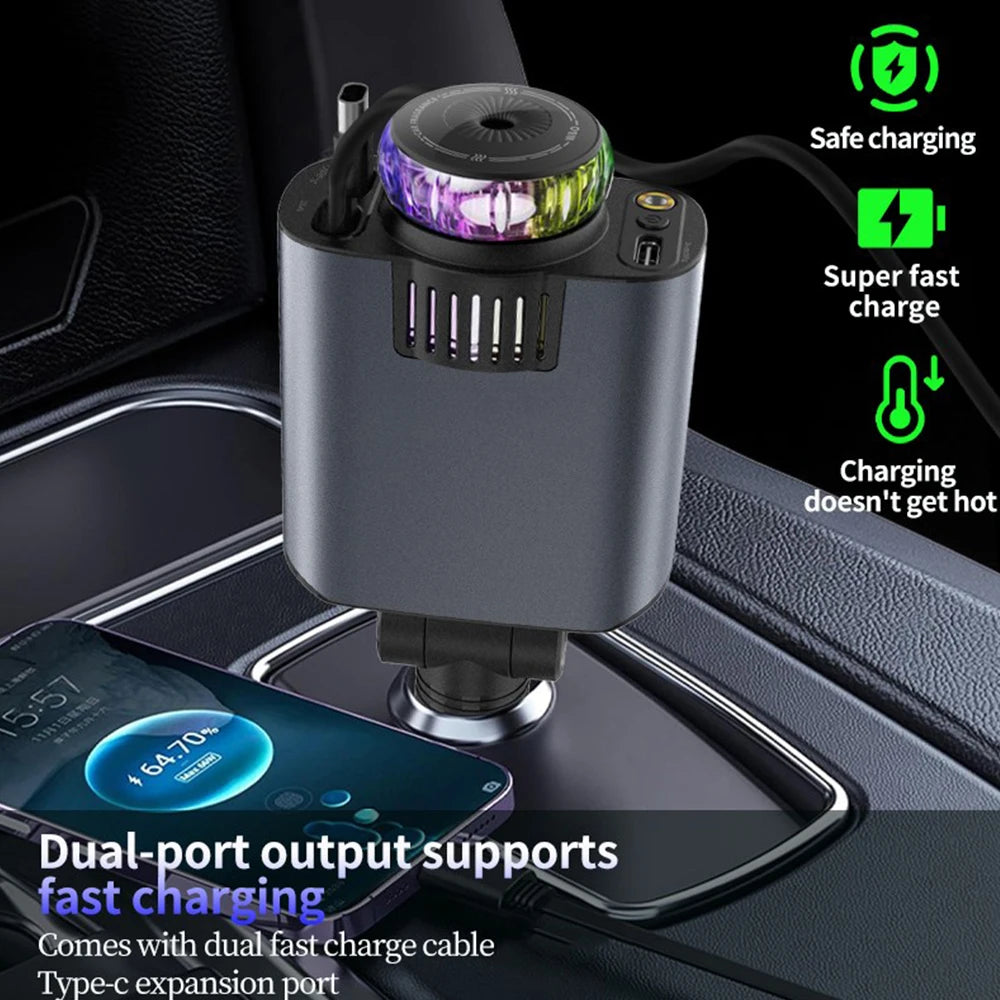 5-in-1 PD45W Car Charger with Starlight Aromatherapy Air Freshener