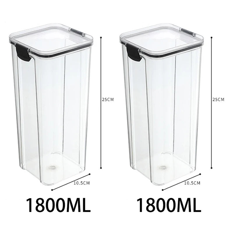 5-Piece Transparent Sealed Storage Jar Set - Stackable Airtight Kitchen Organizer for Dried Goods & Multigrain (700ml-1800ml)
