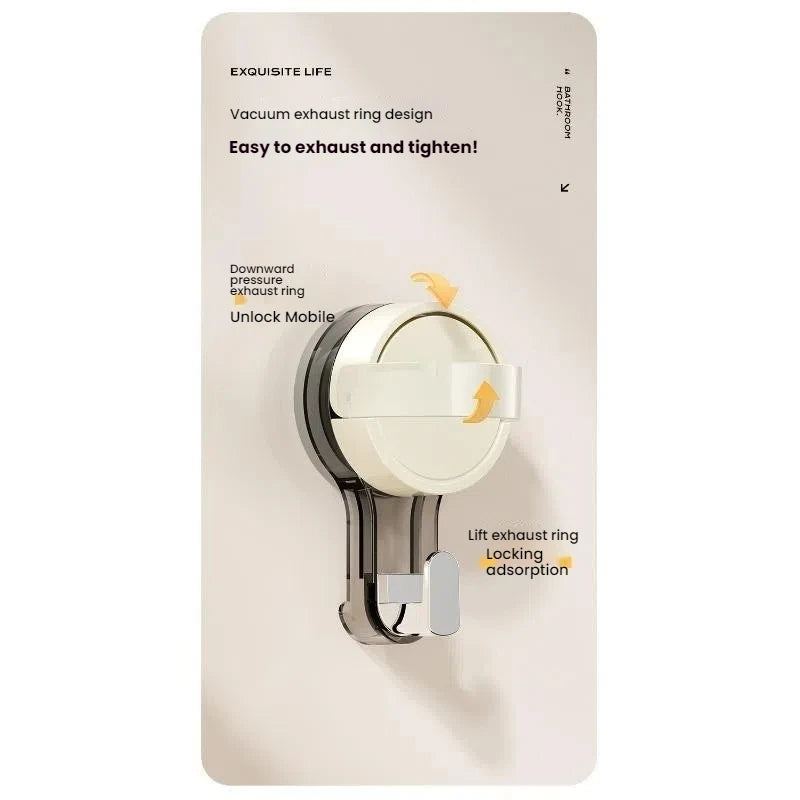Strong Vacuum Suction Hooks - No-Drill Traceless Adhesive Hooks for Bathroom, Kitchen & Door