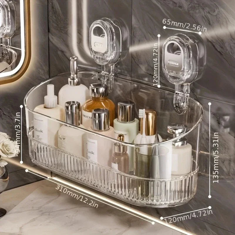 No-Drill Suction Bathroom Storage Shelf Organizer