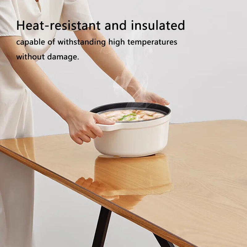 PVC Transparent Table Protector 0.7mm Thick Waterproof Oil-Proof Cover for Kitchen Desk and Dining Table Ideal for Home & Office