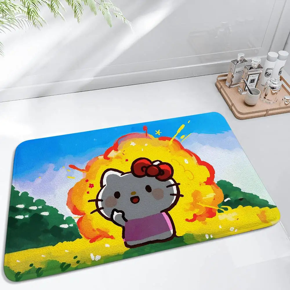 Cute H-hello-K-Kitty Floor Mat Bathroom Absorbent Mat Simple Door Dirt-resistant Mat Home Kitchen Mat Foot Mat Entry Mat