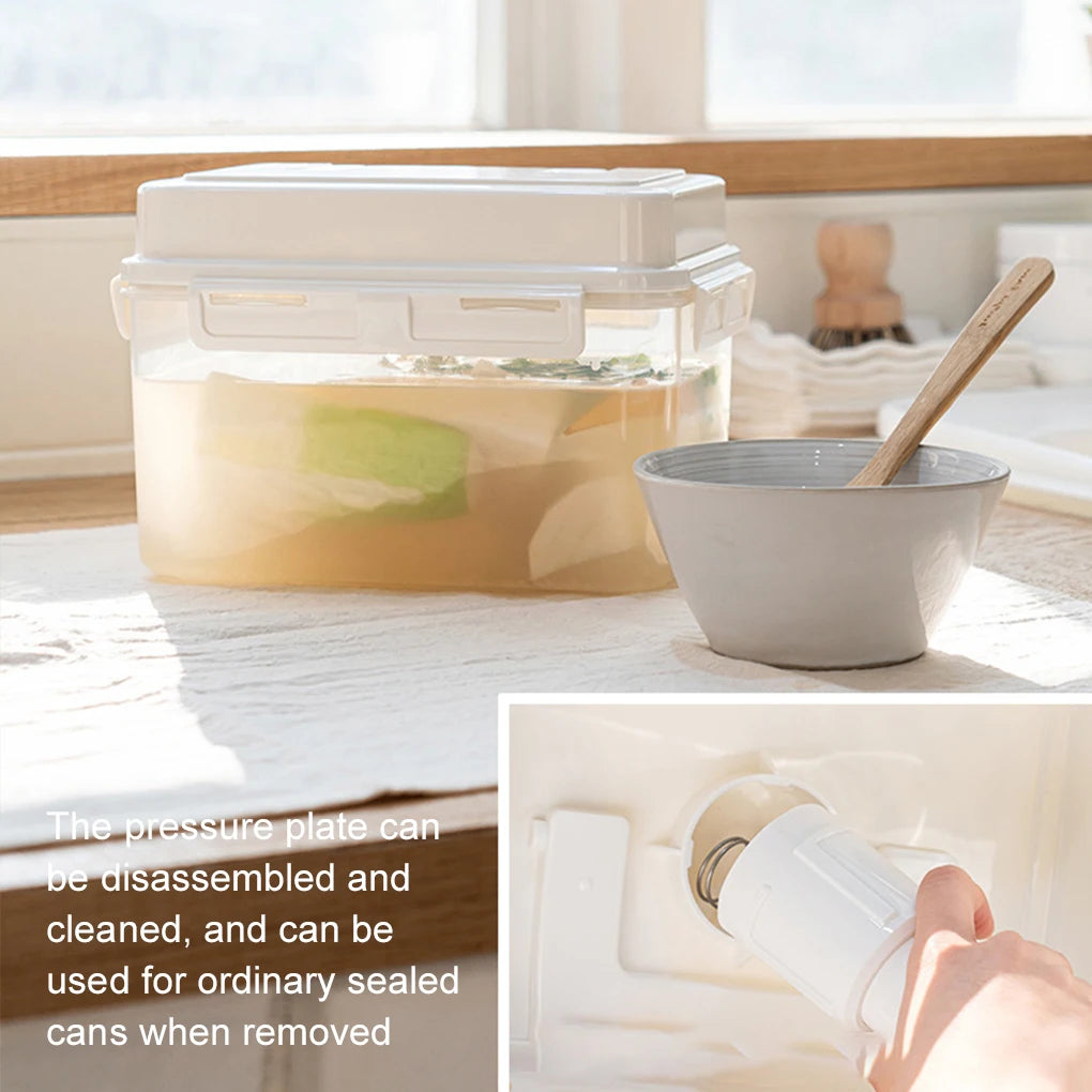 4L/5L Pickle Jar with Press Plate - Leakproof Kitchen Storage Container for Kimchi, Sauerkraut & Olives