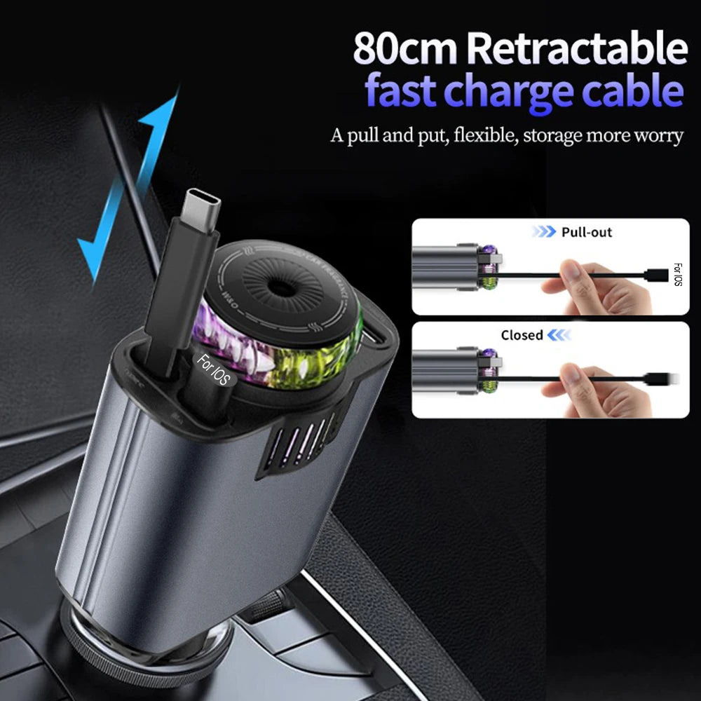 5-in-1 PD45W Car Charger with Starlight Aromatherapy Air Freshener