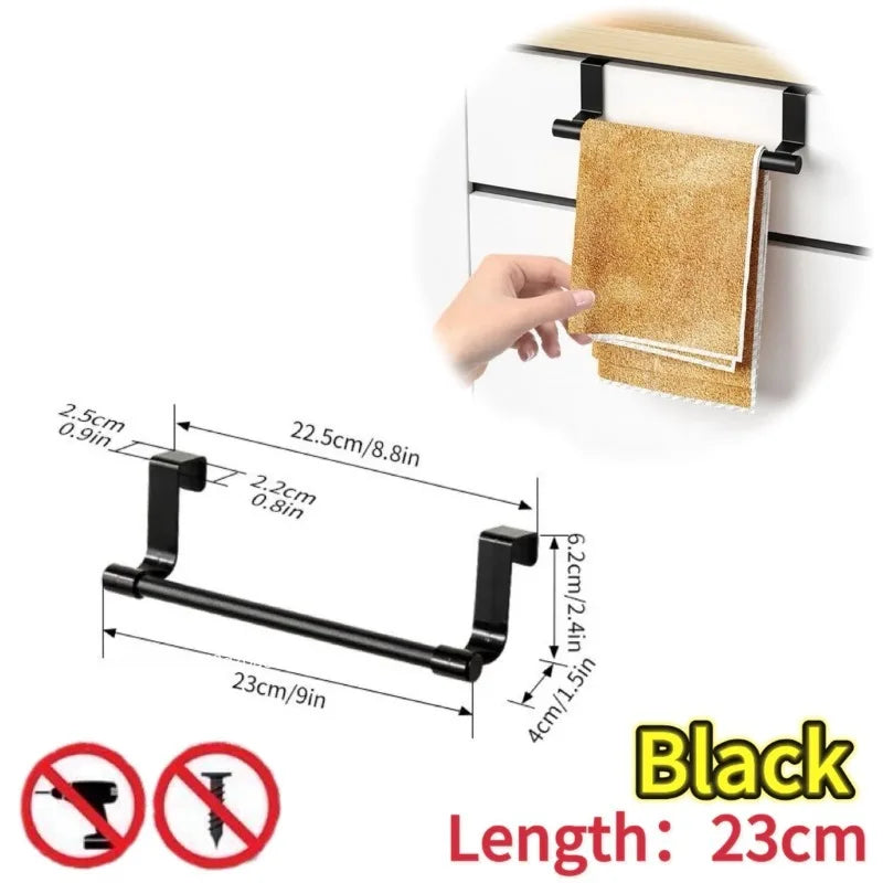 1/2pcs Wall-Mounted Kitchen Cabinet Towel Rack - Space-Saving Dishcloth Holder for Home and Bathroom No Drilling Require