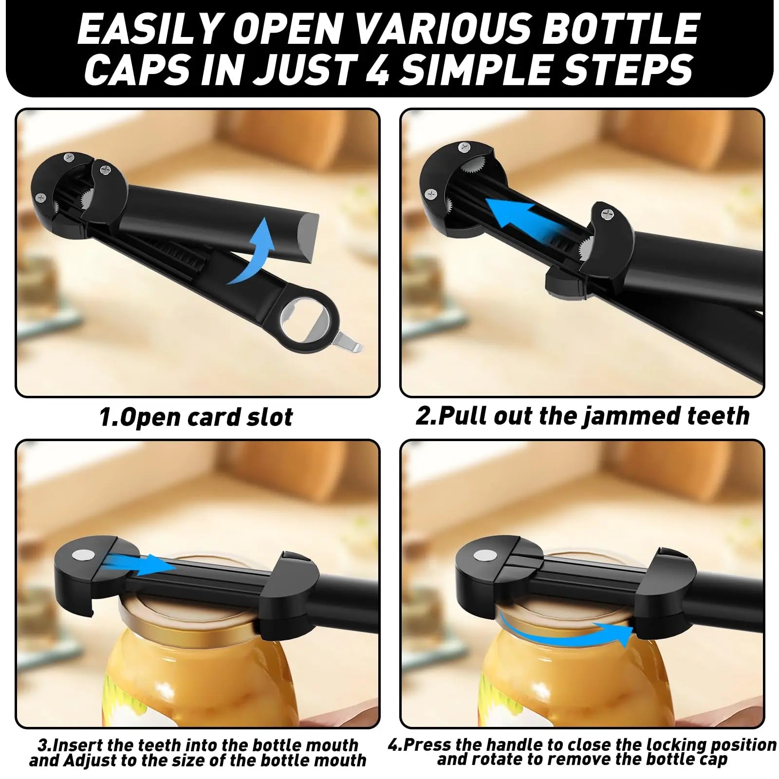 Adjustable Magnetic Bottle Opener for Weak Hands and Seniors