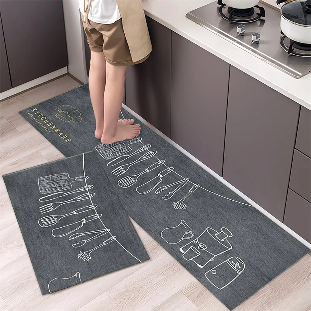 Soft Washable Kitchen Floor Mat - Anti-Slip Long Area Rug for Bedroom, Hallway & Bathroom Entrance