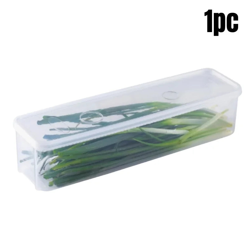1/2/4Pcs Refrigerator Storage Boxes With Lid Plastic Fresh Keeping Box Kitchen Scallions Cilantro Eggs Noodles Sealed Container