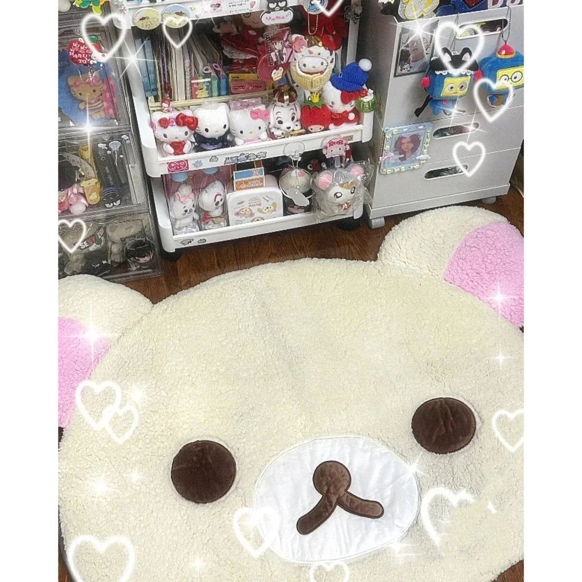 Rilakkuma Kuna Bear Cartoon Carpet - Soft Plush Bedroom Floor Mat & Bedside Rug