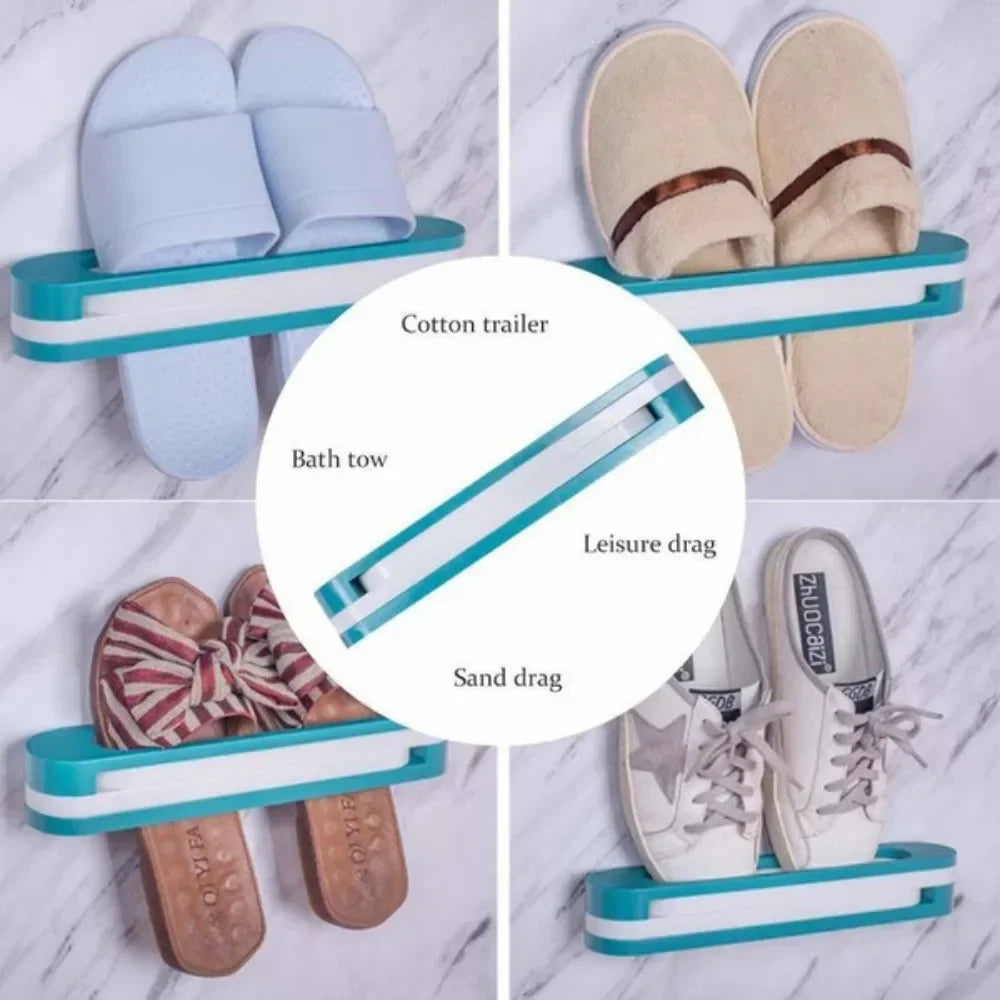 Foldable Waterproof Bathroom Shoe Rack Space-Saving Slipper Organizer