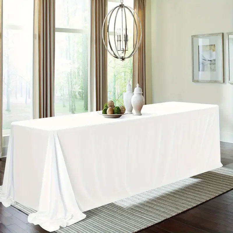 White Table Cloth Waterproof Anti Scratch Polyester Tablecloth Decorative Washable Fabric Table Cover Home Dining Buffet Party