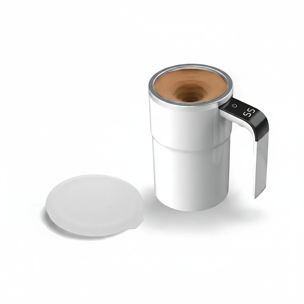 Rechargeable Magnetic Self-Stirring Coffee Mug with LCD Thermometer