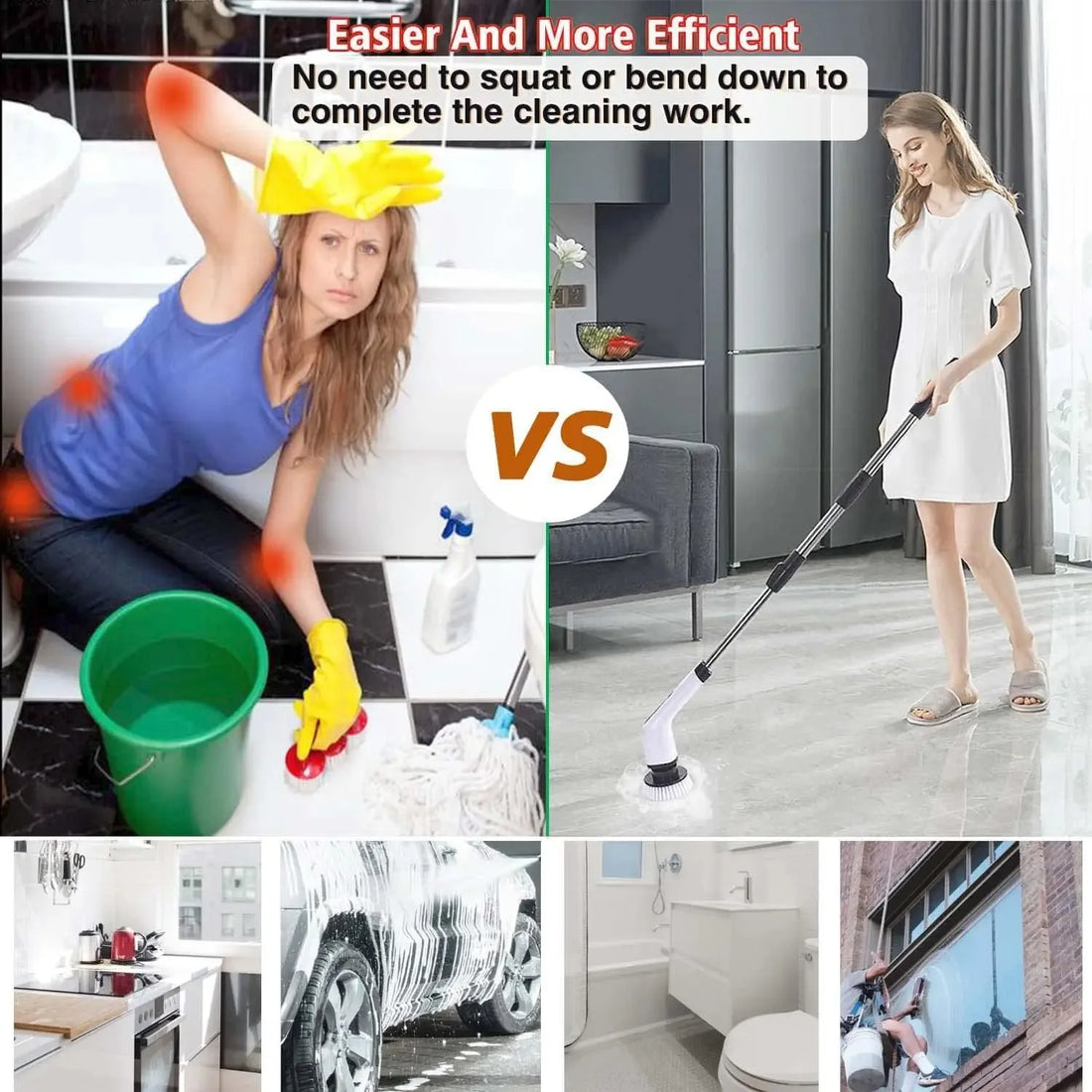 Cordless Electric Spin Scrubber Multifunctional Cleaning Brush for Bathroom Kitchen