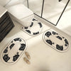 VIKAMA Luxury Bath Mat - Beige/Black Floral, Non-Slip, Super Absorbent with