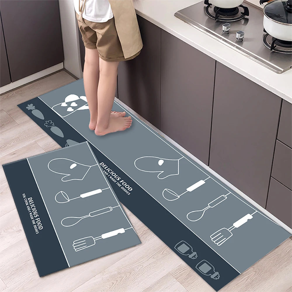 Soft Washable Kitchen Floor Mat - Anti-Slip Long Area Rug for Bedroom, Hallway & Bathroom Entrance