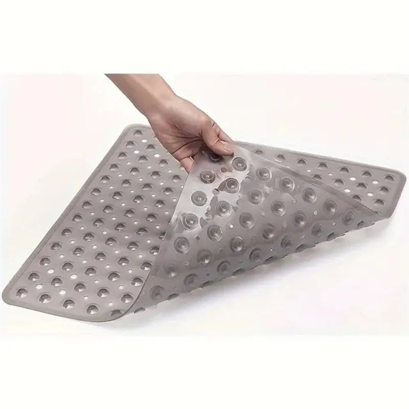 21x21 Inch Square Non-Slip Shower Mat - Clear PVC Anti-Slip Bathroom Stall Floor Mat