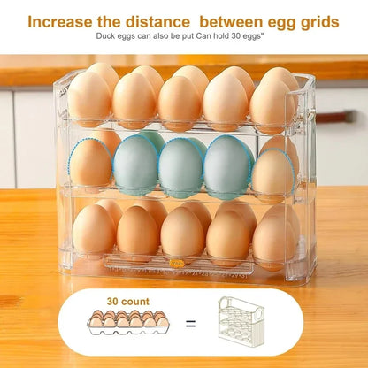 Multi-Layer Refrigerator Egg Tray Organizer with Auto Open Close Lid - Hom Haven