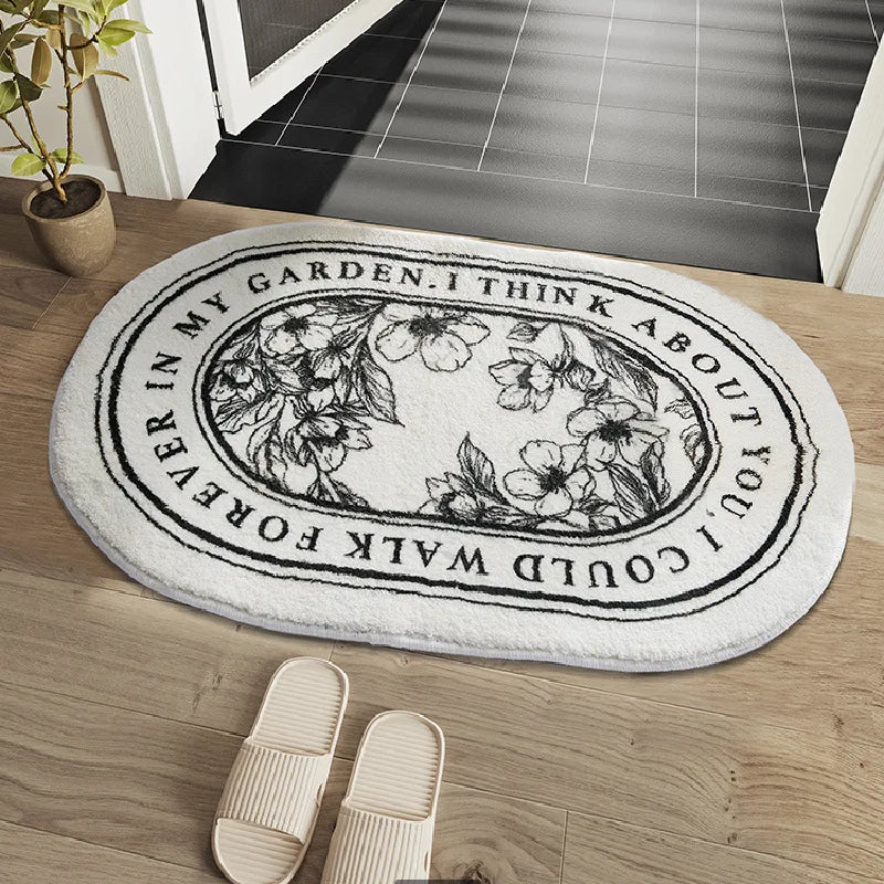 Floral Non-Slip Bath Mat - Absorbent Plush Entrance Rug for Bathroom, Balcony & Living Room