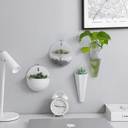 Plastic Hydroponic Wall Mounted Plant Vase - Hanging Flower Pot & Green Dill Planter for Home & Garden Decor - Hom Haven