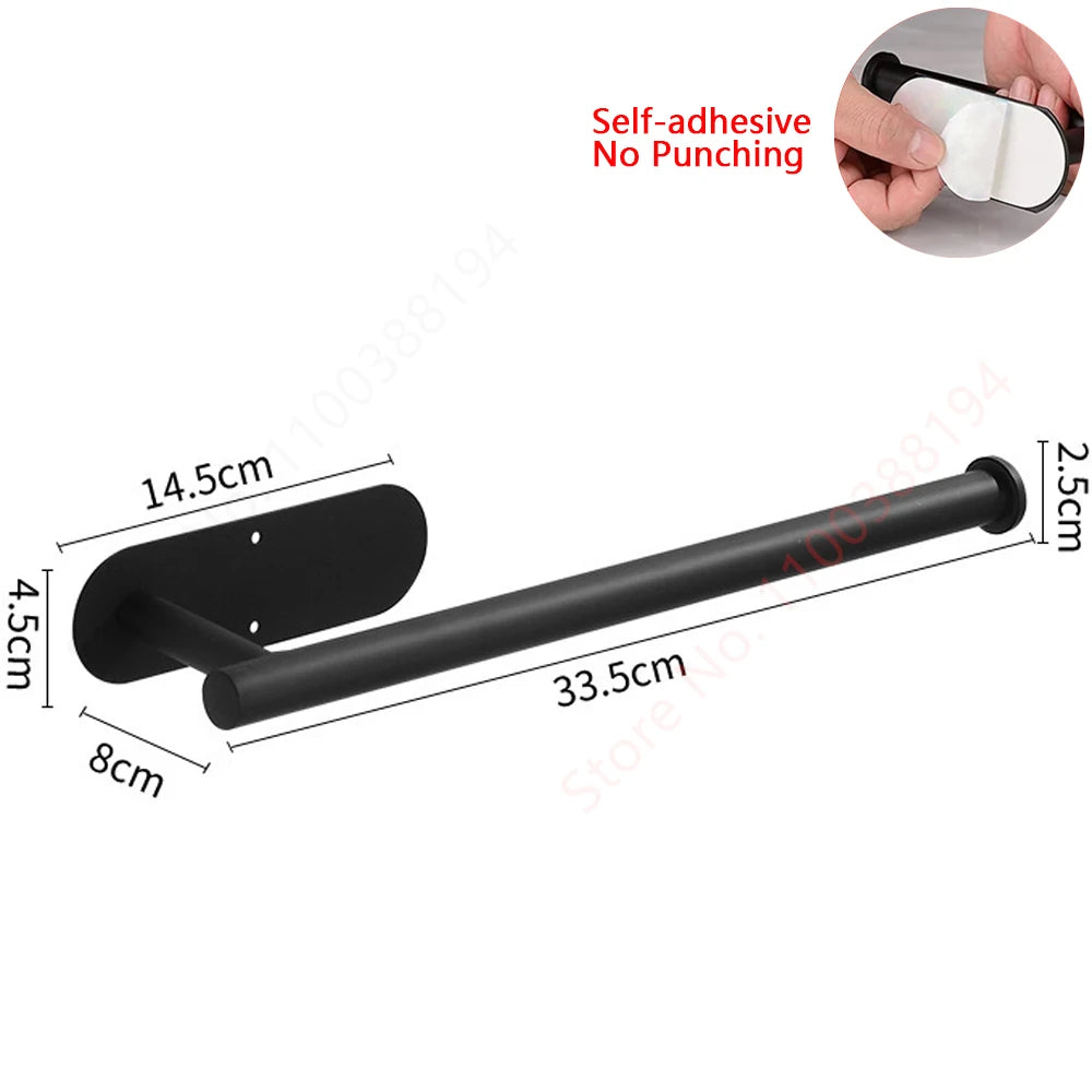 Adhesive Toilet Roll Paper Holder Organizer Wall Mount Storage Stand Kitchen Bathroom No Drill Tissue Towel Dispenser Stainless