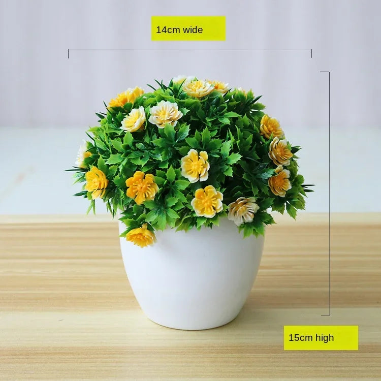 1pc Artificial Plants Bonsai Small Flower Potted Plants Fake Flowers Potted Ornaments for Home Decoration Hotel Garden Decor