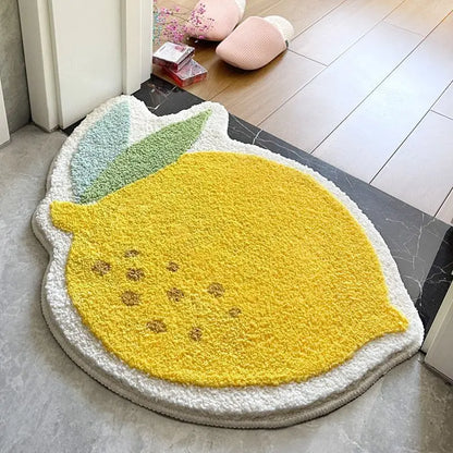 VIKAMA Fruit Pattern Imitation Cashmere Carpet - Warm Washable Bathroom Door Mat & Porch Rug - Hom Haven