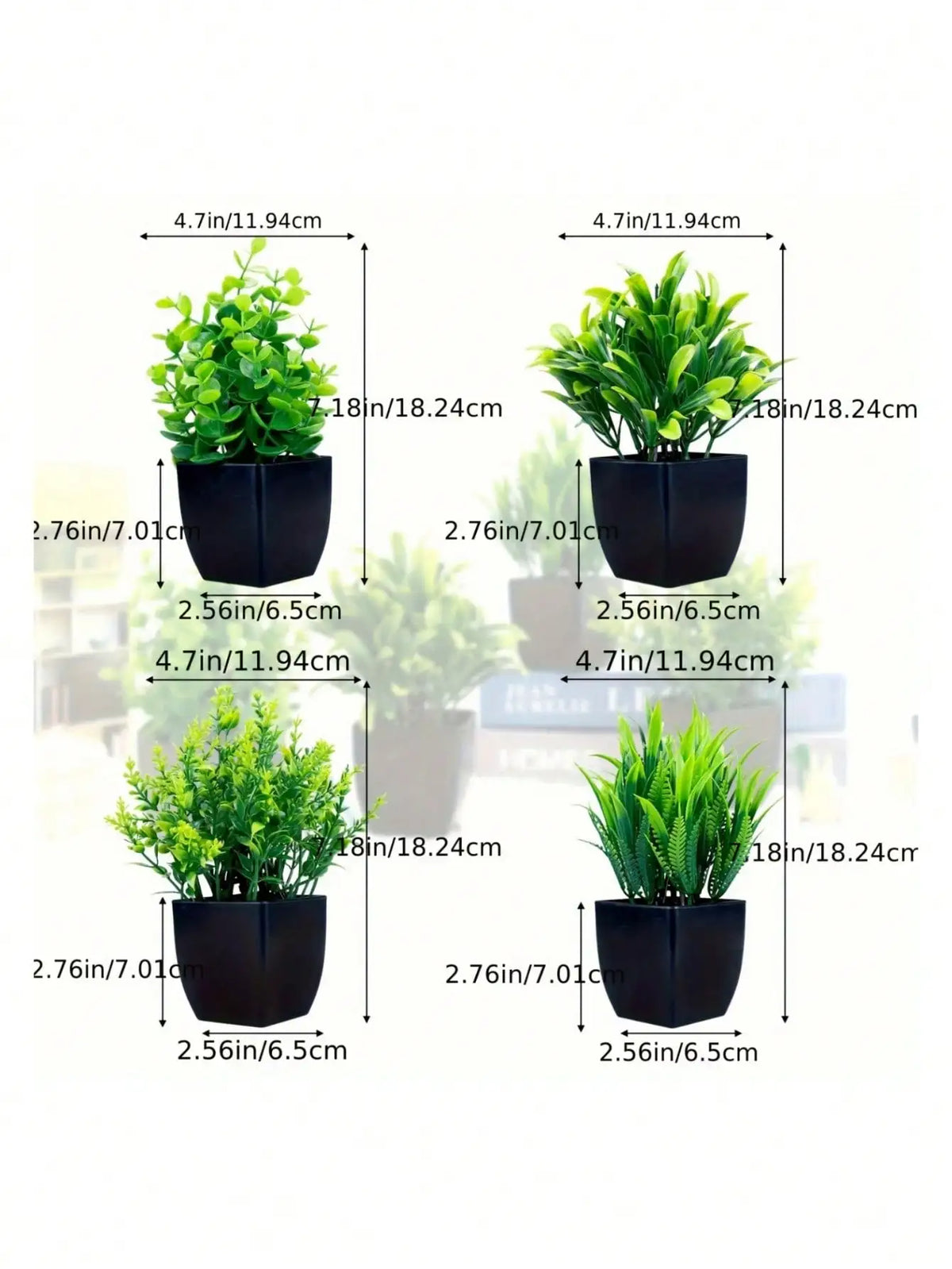 Mini Artificial Eucalyptus Potted Plant - Fake Plant in Black Pot for Indoor Home, Office & Bathroom Decor - Hom Haven