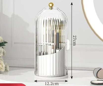 360° Rotating Makeup Brush & Cosmetic Organizer with Lid - Hom Haven