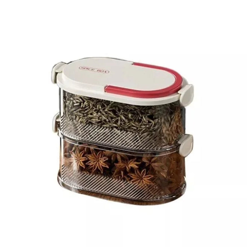 Stackable Seasoning Box Set Dual Layer Sealed Kitchen Storage Container