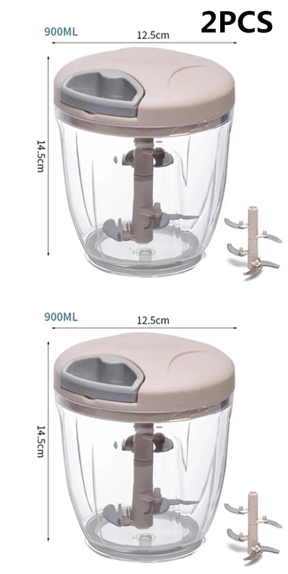 Manual Garlic Chopper & Vegetable Cutter - 500/900ml Rotating Slicer, Crusher & Meat Grinder - Hom Haven