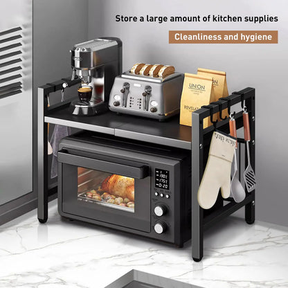 Expandable Microwave Shelf Organizer (42-64cm) - Moisture & Rust Proof Countertop Storage Rack - Hom Haven