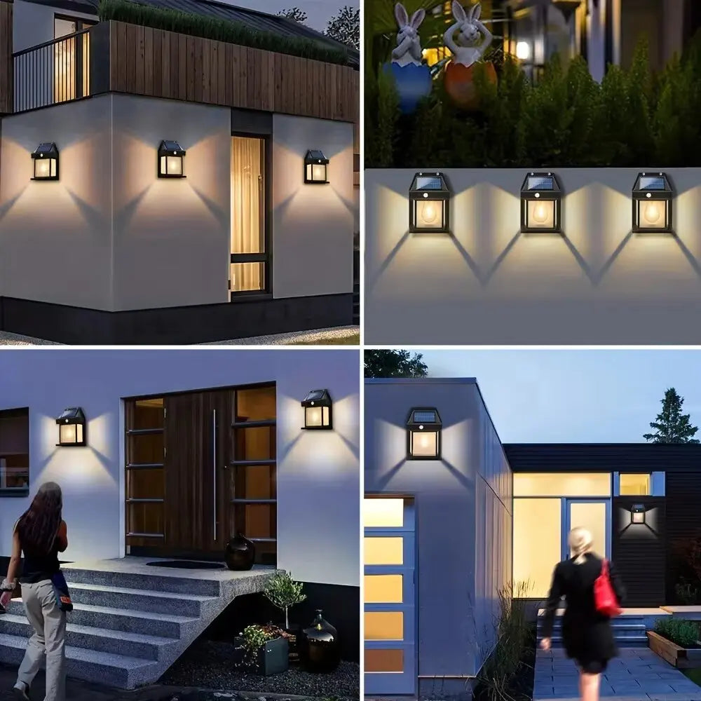 Solar Powered Waterproof LED Wall Light with Motion Sensor for Outdoor Garden