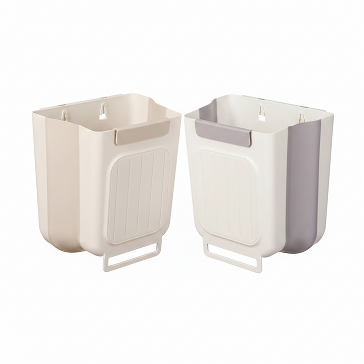 Foldable Hanging Kitchen Trash Can Space-Saving Cabinet Waste Bin