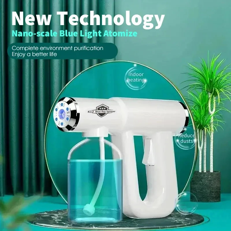 USB Rechargeable Nano Steam Spray Gun Blue Light Hair & Barber Mist Sprayer 300 ML