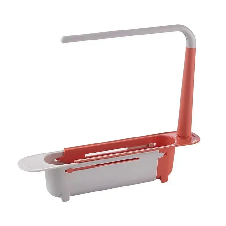 Telescopic Sink Drain Rack Adjustable Soap & Sponge Organizer