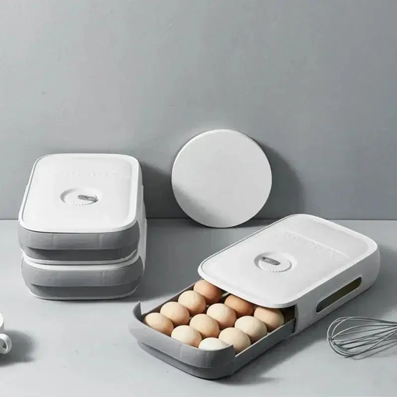 Drawer Egg Storage Box with Lid Refrigerator Organizer Food Container