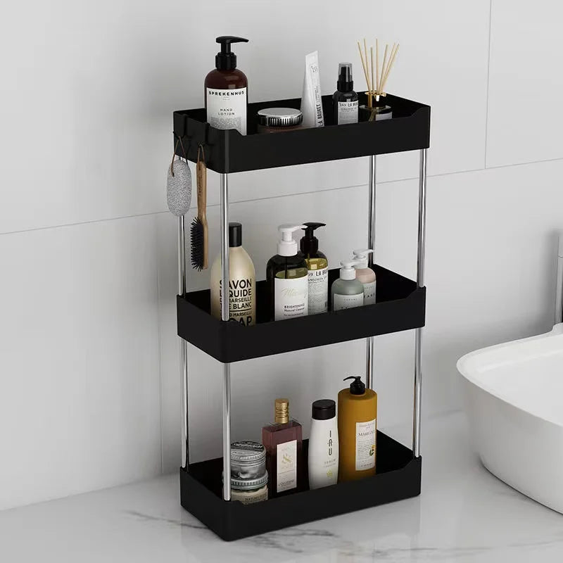 3 Layer Rolling Bathroom Storage Cart With Wheels Multi-purpose Organizer for Bathroom Kitchen Office Utility