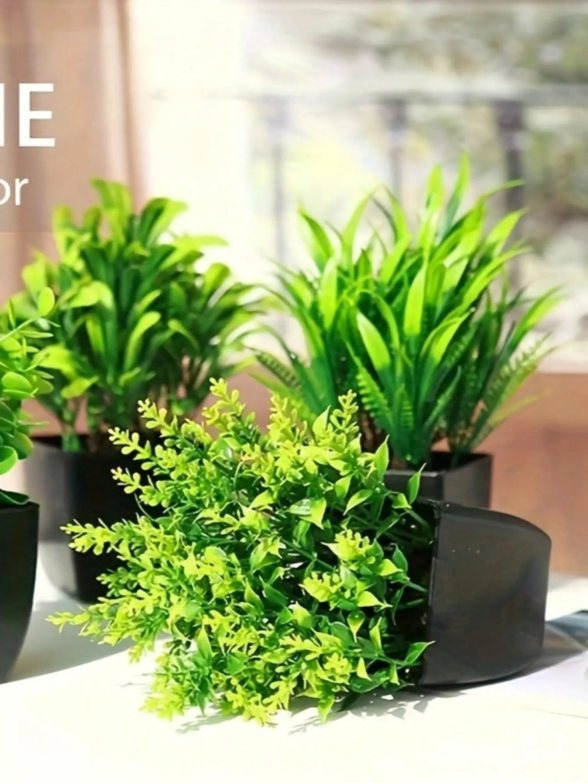 Mini Artificial Eucalyptus Potted Plant - Fake Plant in Black Pot for Indoor Home, Office & Bathroom Decor - Hom Haven
