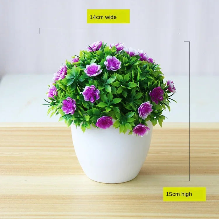 1pc Artificial Plants Bonsai Small Flower Potted Plants Fake Flowers Potted Ornaments for Home Decoration Hotel Garden Decor