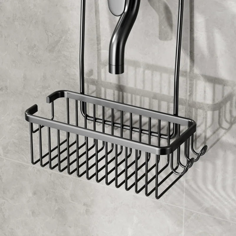No-Drill Shower Rack & Toilet Storage Basket - Wall-Mounted Aluminum Bathroom Shelf for Bath Products - Hom Haven