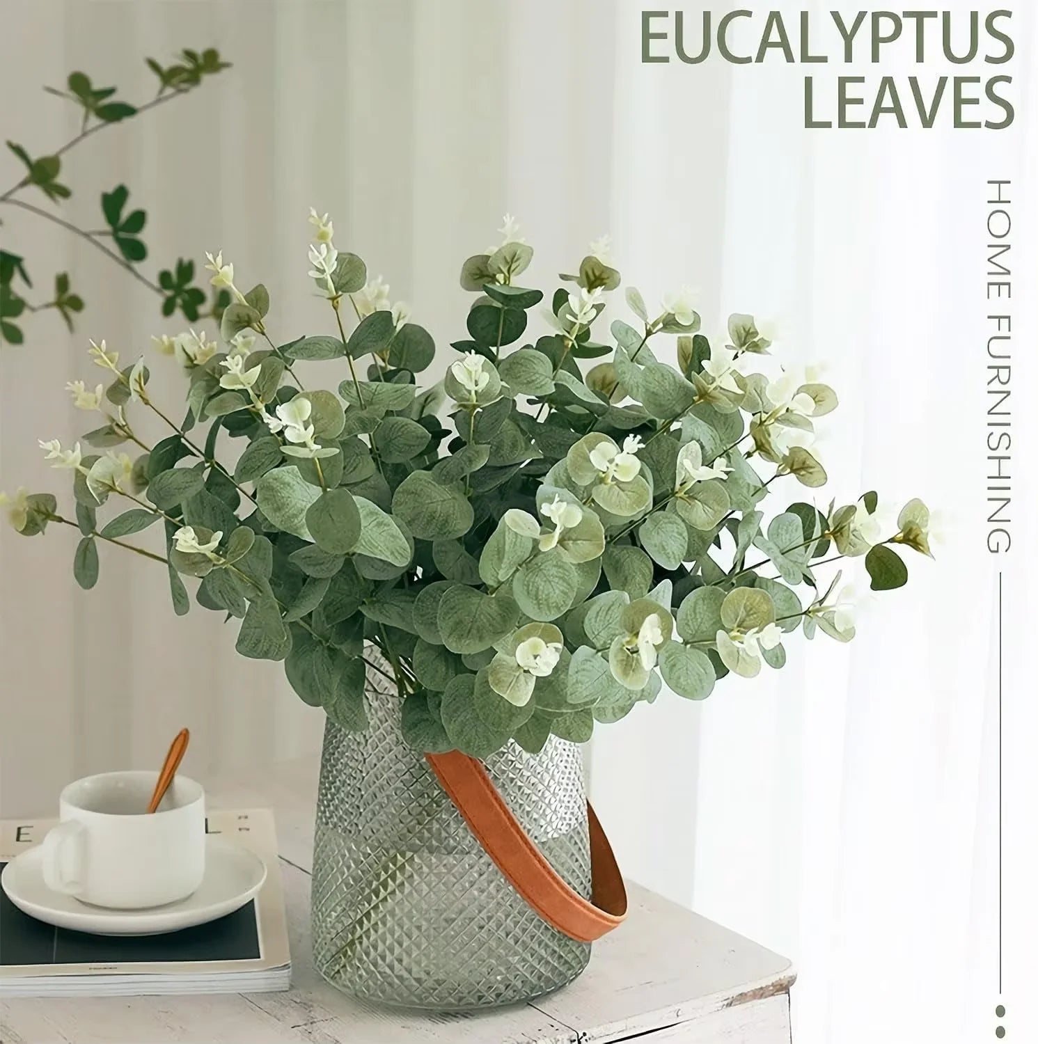 Eucalyptus Leaf Stems Green Artificial Eucalyptus Leaves Decor Vase Artificial Plants Bendable Eucalyptus Bundle Faux 10PCS